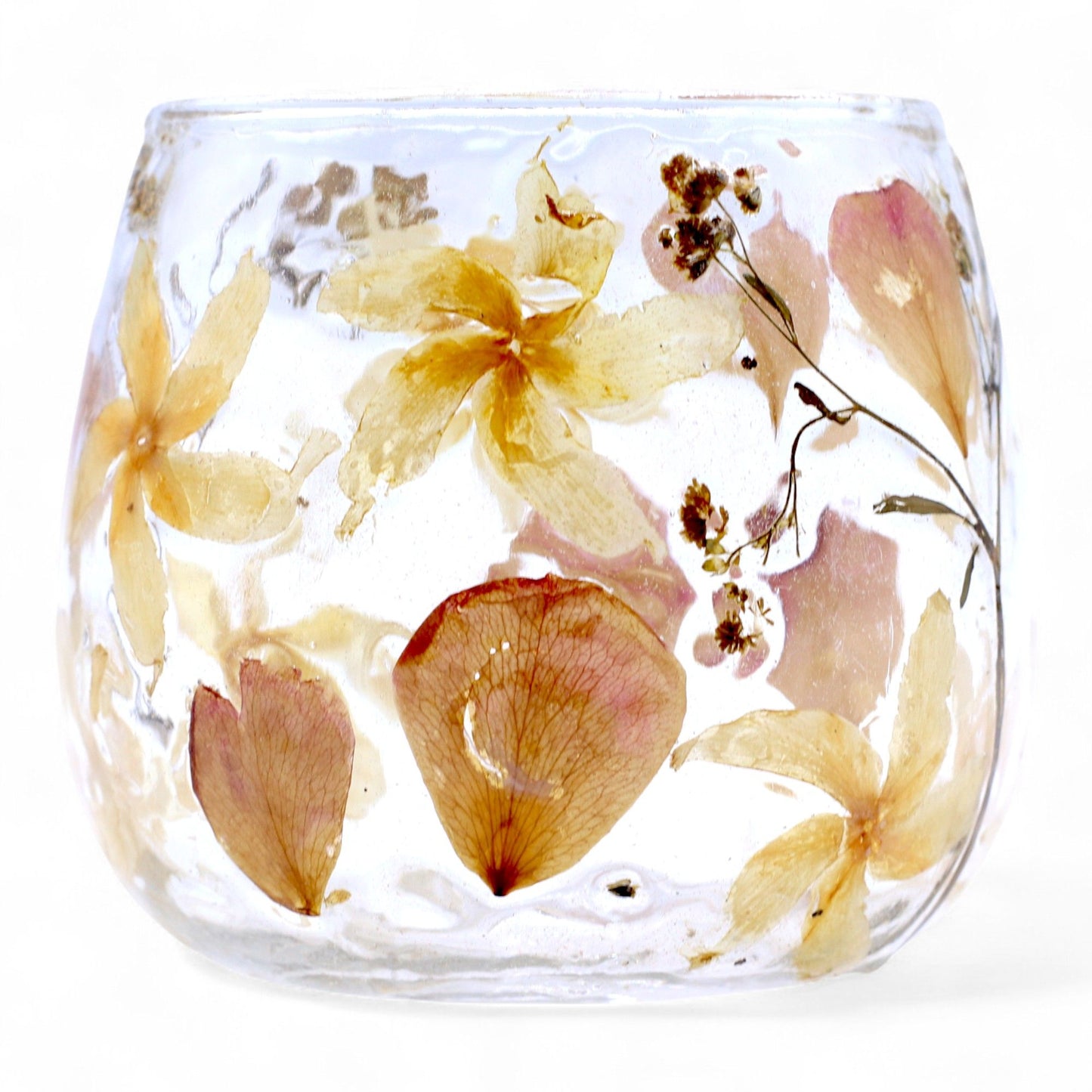 Natural Floral Glass - Straight Candle Holder: Rosa