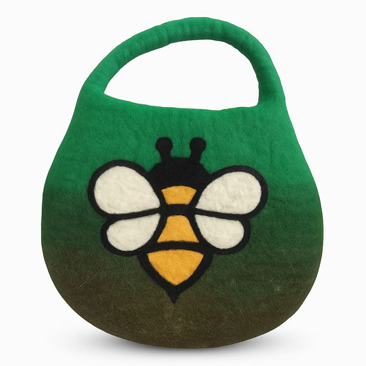 Water Felted Green Bee Bag