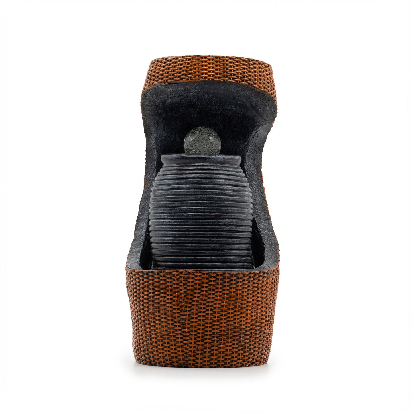 Grand Water Feature - Colour Changing Crystal Ball in Greek Urn in Basket (48cm)