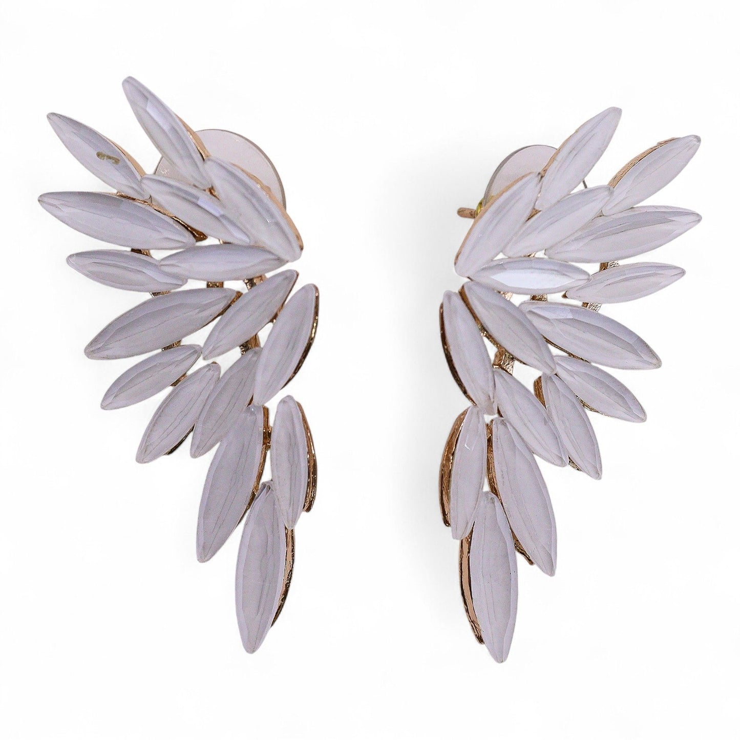 Nymph Aurora: Vintage Glass Angel Wings Earrings - Pearl
