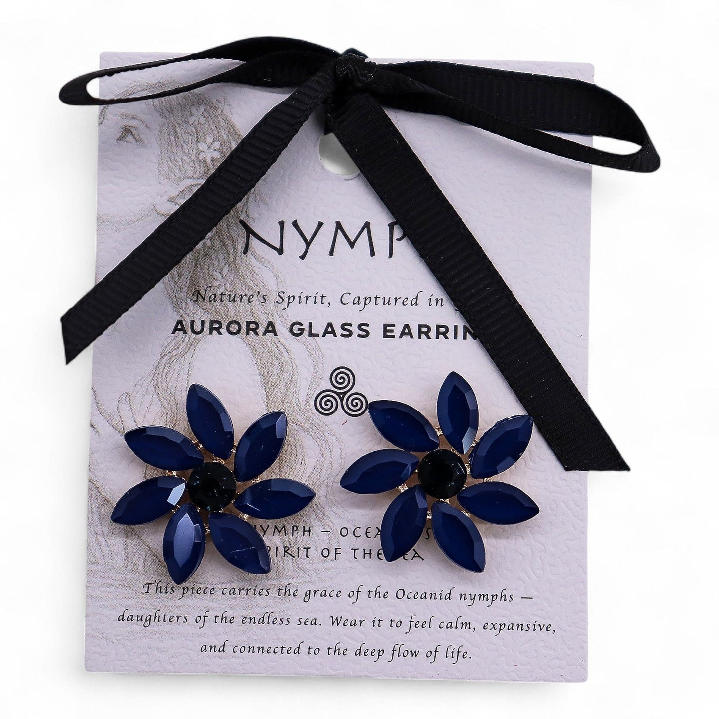 Nymph Aurora: Vintage Glass Flowers Earrings - Royal Blue