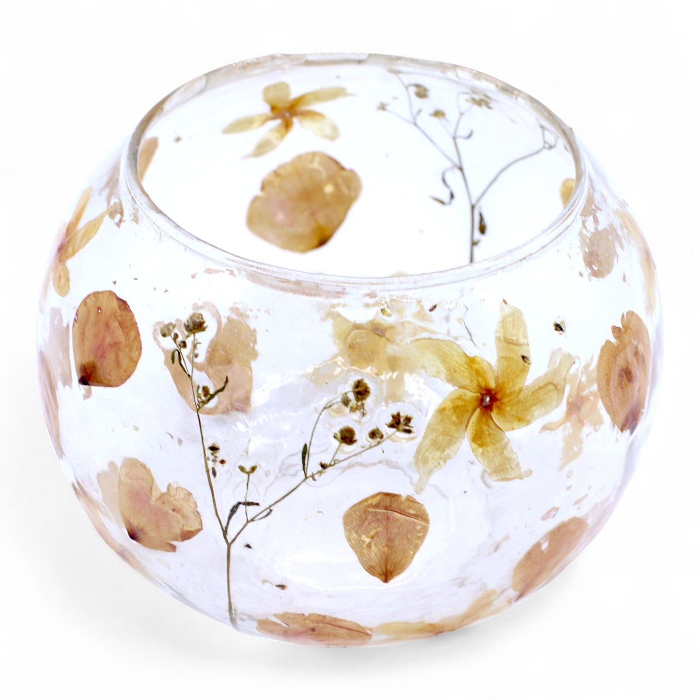 Natural Floral Glass - Large Bowl Candle Holder: Rosa