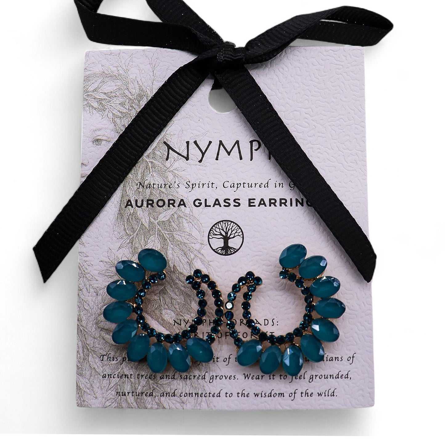 Nymph Aurora: Vintage Glass Loop Earrings - Teal Green