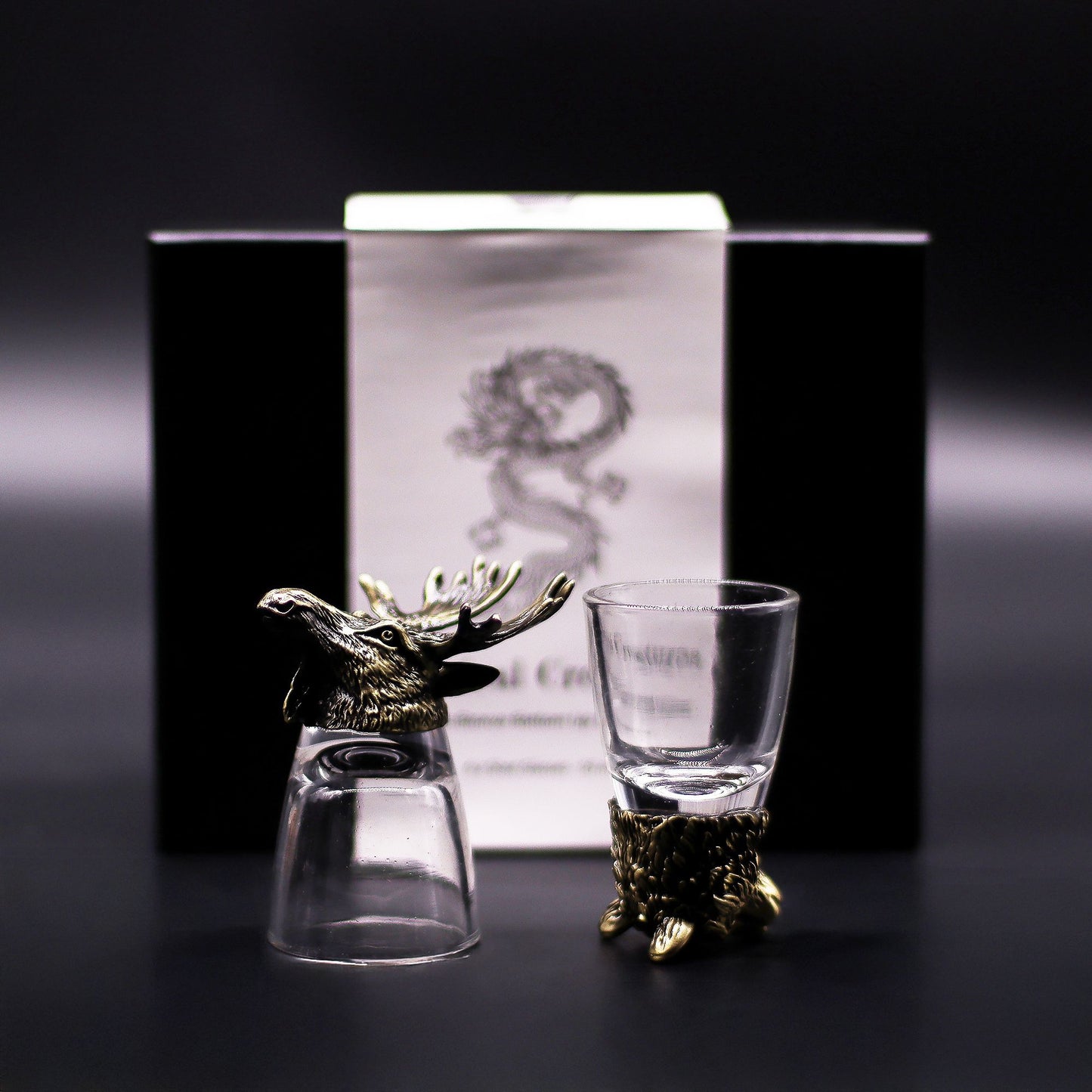 Wild Forest Creatures Set of 6 Shot Glasses (50ml) - Antique Bronze