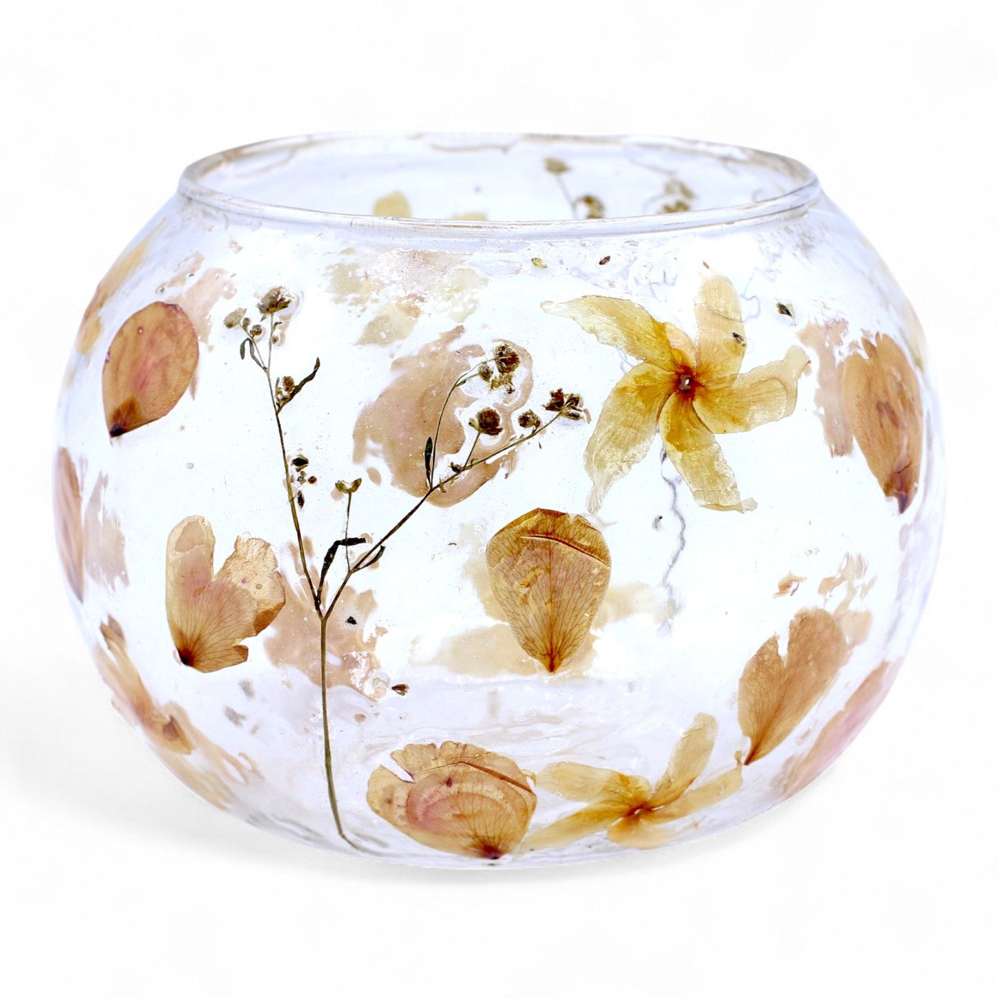 Natural Floral Glass - Large Bowl Candle Holder: Rosa