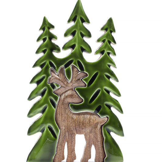 Nordic Christmas / Woodland - Stag in the Forrest 3D Wooden Decoration