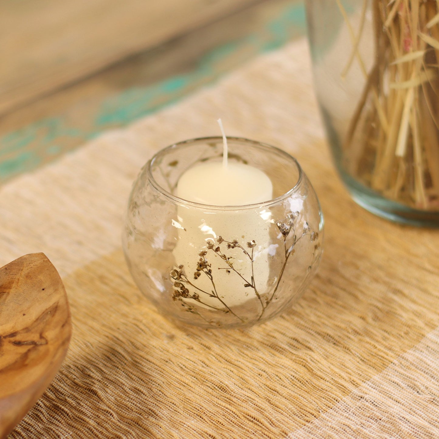 Natural Floral Glass: Bowl Candle Holder - Margarita