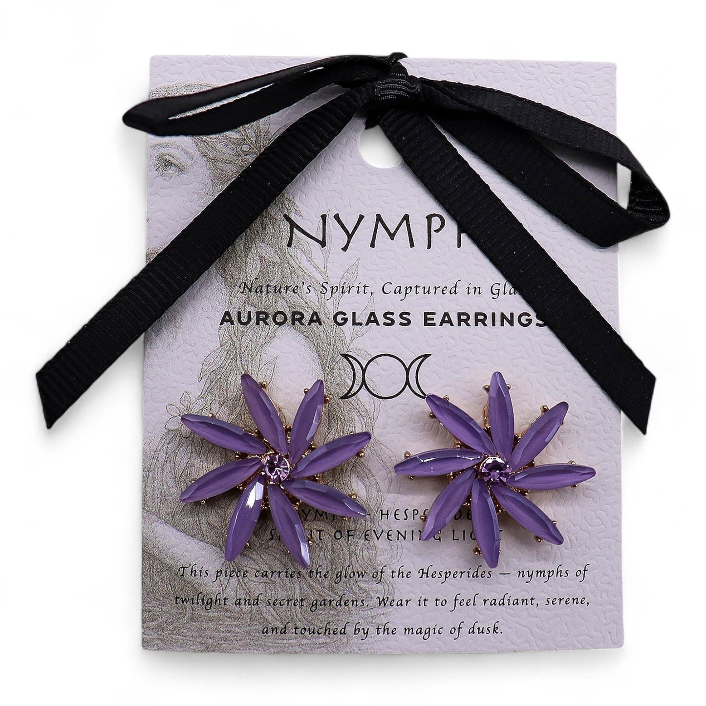 Nymph Aurora: Vintage Glass Flowers Earrings - Lavender