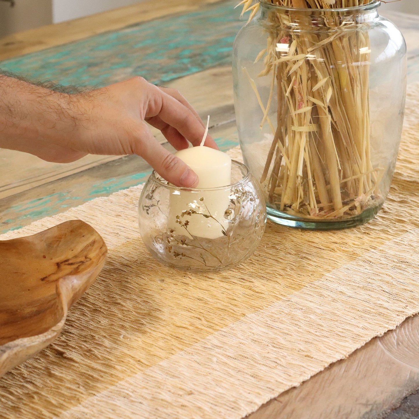 Natural Floral Glass: Bowl Candle Holder - Margarita