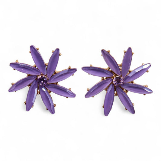 Nymph Aurora: Vintage Glass Flowers Earrings - Lavender