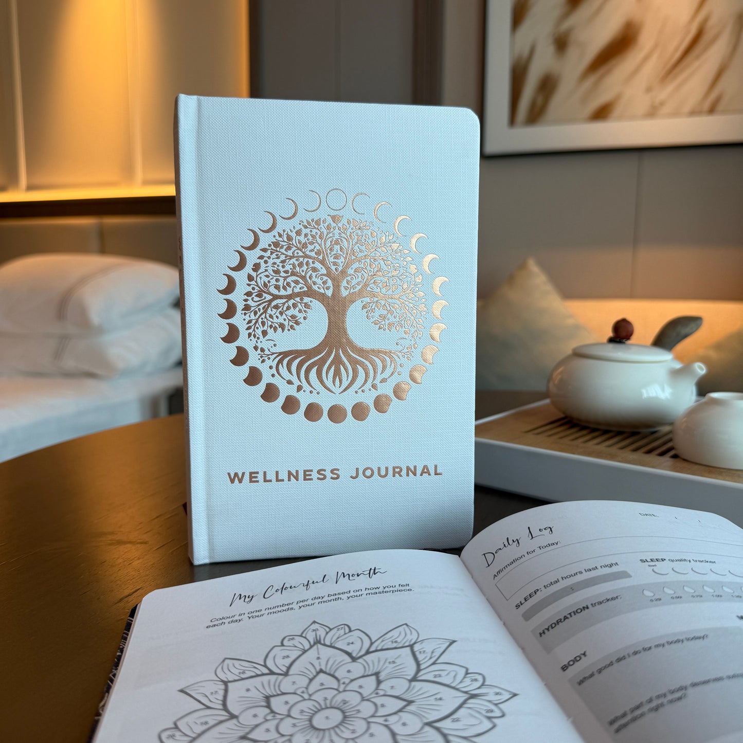White Wellness Journal - Rose Gold Tree of Life - 120 pages