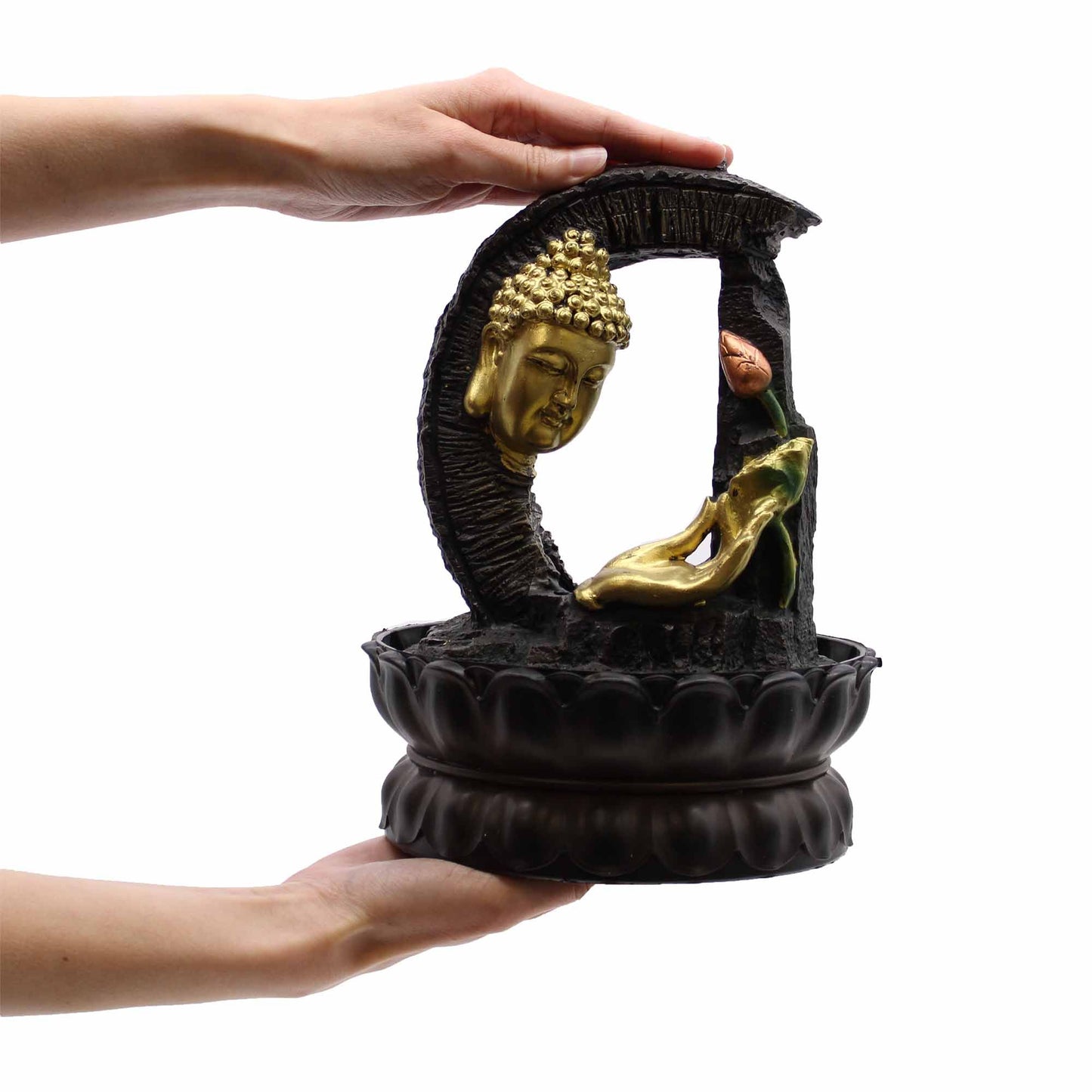 Tabletop Water Feature - Golden Buddha & Lotus (30cm)