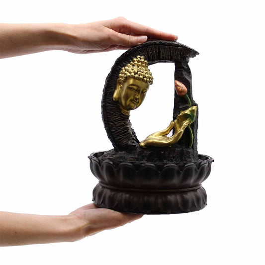 Tabletop Water Feature - Golden Buddha & Lotus (30cm)
