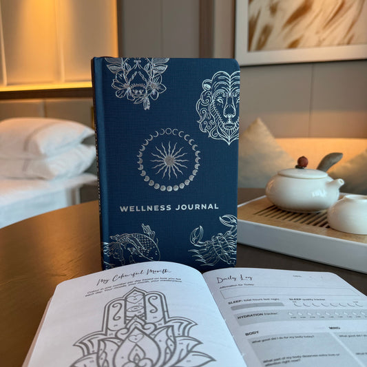 Midnight Blue Wellness Journal - Silver Zodiac - 120 pages