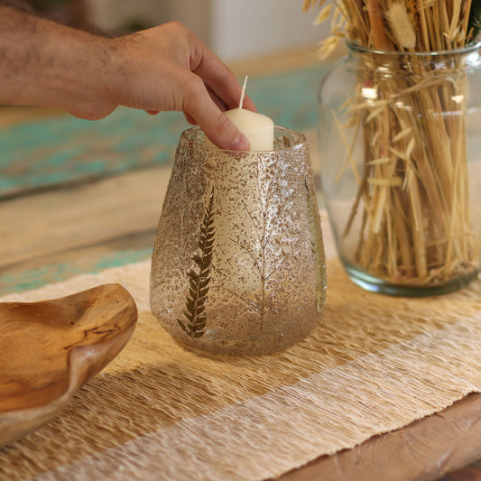 Natural Floral Glass - Large Bowl Candle Holder: Pino