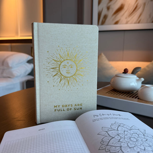 Ivory Gratitude Journal with Gold Lining - 'My Days are Full of Sun' - 120 pages