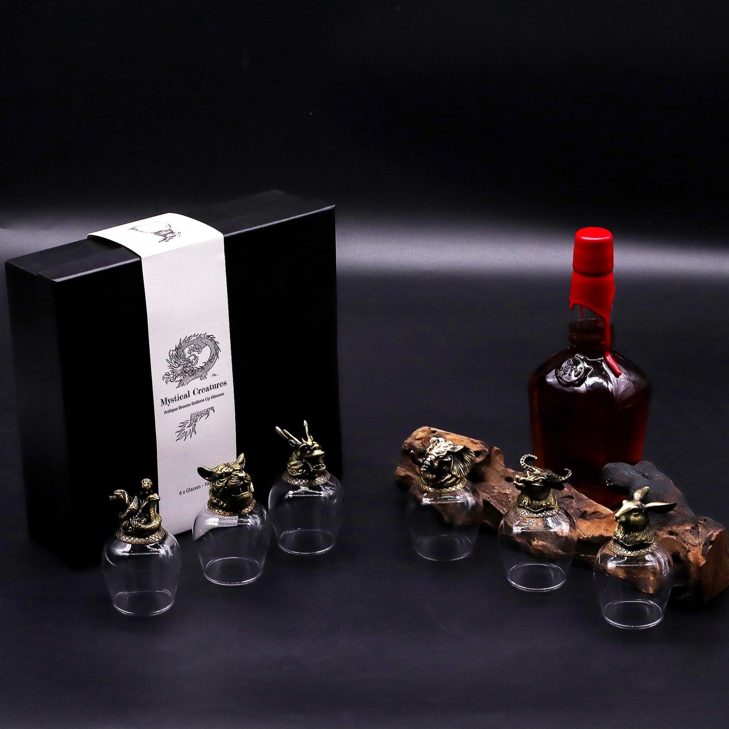 Mystic Creatures Set of 6 Shot Glasses (100ml) - Antique Bronze