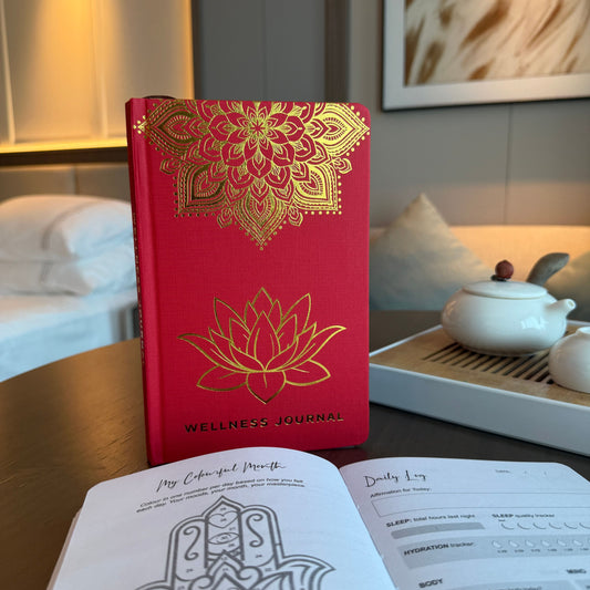 Red Wellness Journal - Golden Mandala and Lotus - 120 pages