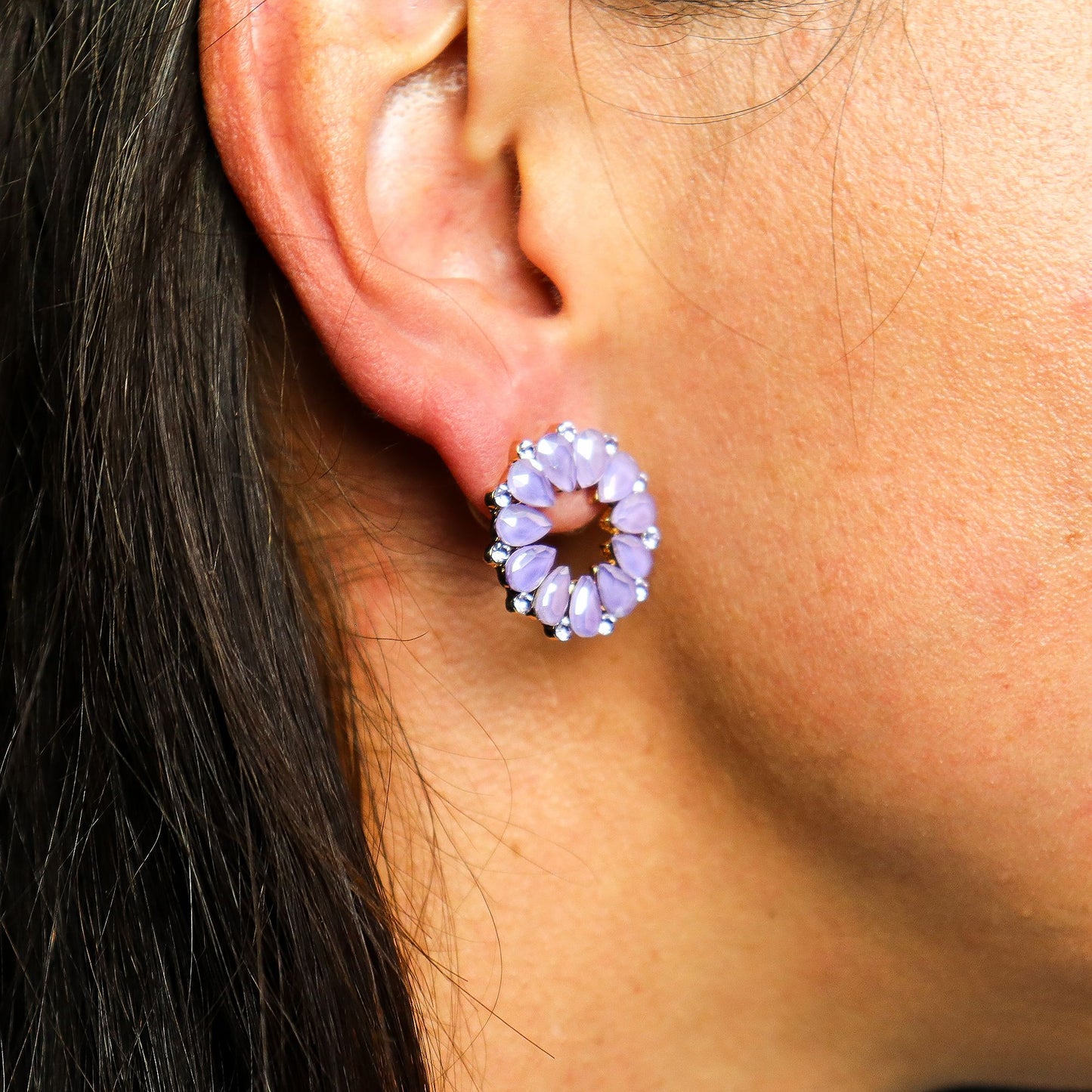 Nymph Aurora: Vintage Glass Loop Earrings - Lavender