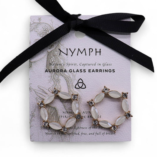 Nymph Aurora: Vintage Glass Loop Earrings - Pearl