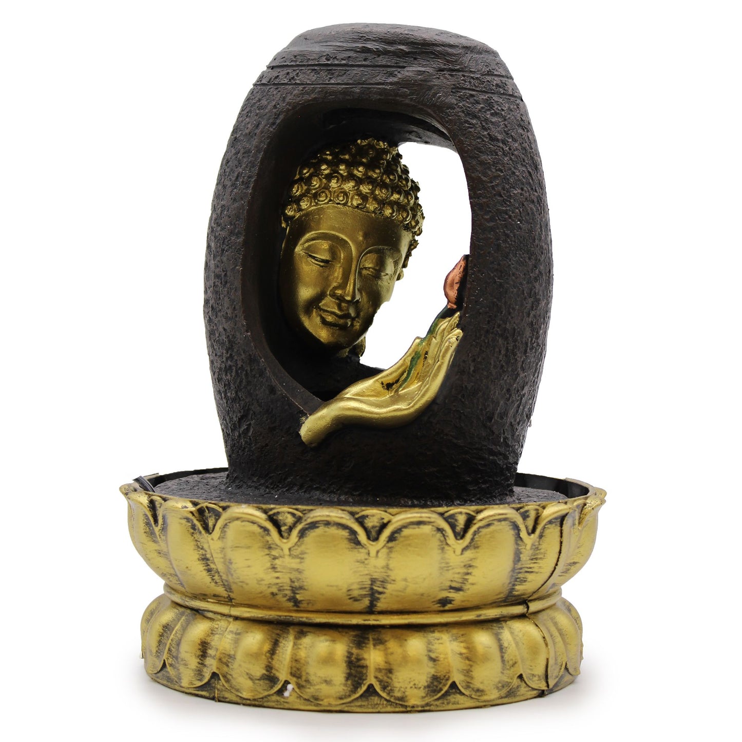 Tabletop Water Feature - Golden Buddha & Vitarka Mudra (30cm)