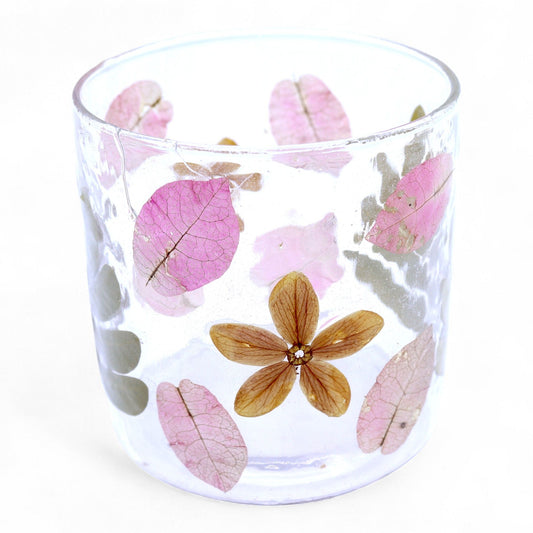 Natural Floral Glass - Straight Candle Holder: Primavera