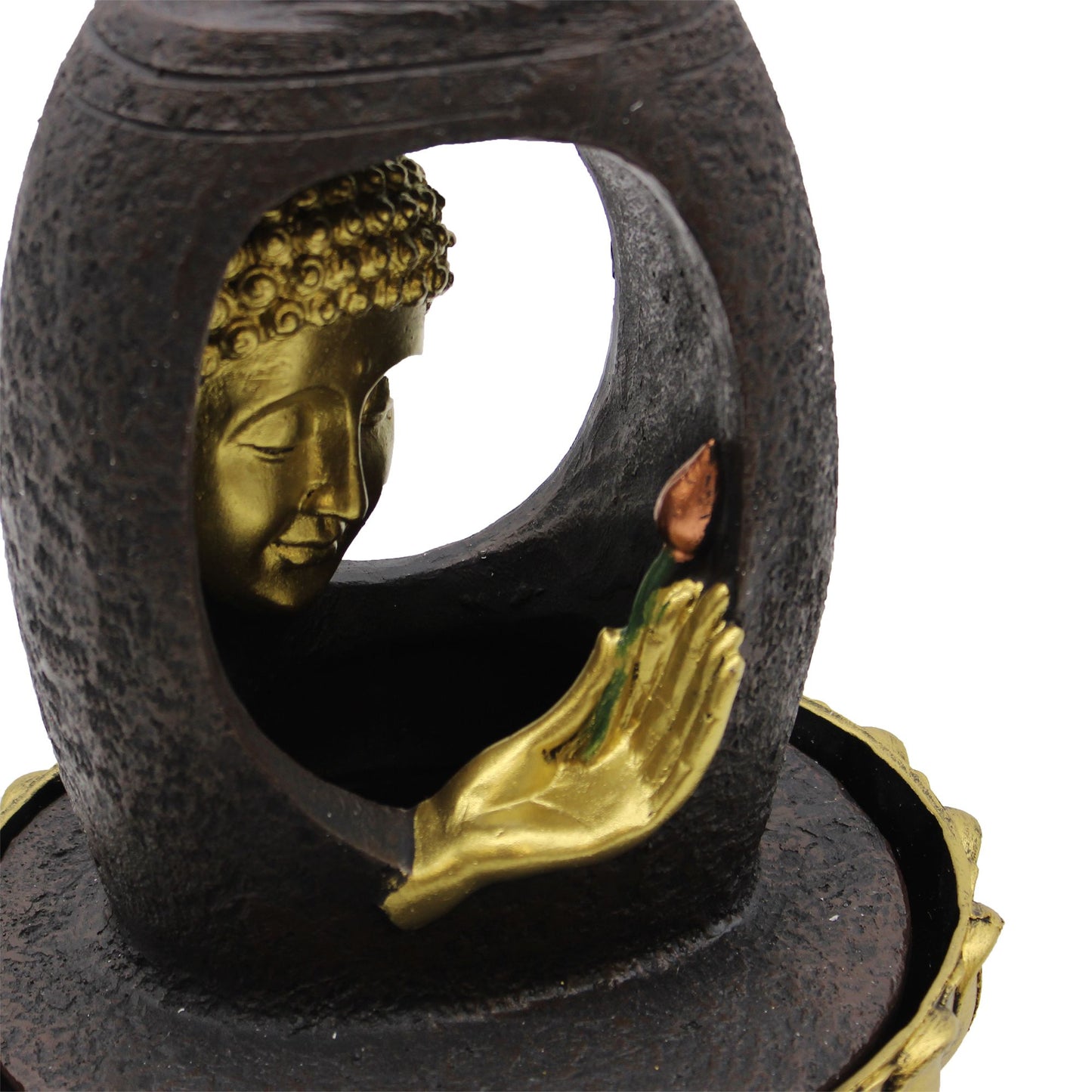 Tabletop Water Feature - Golden Buddha & Vitarka Mudra (30cm)