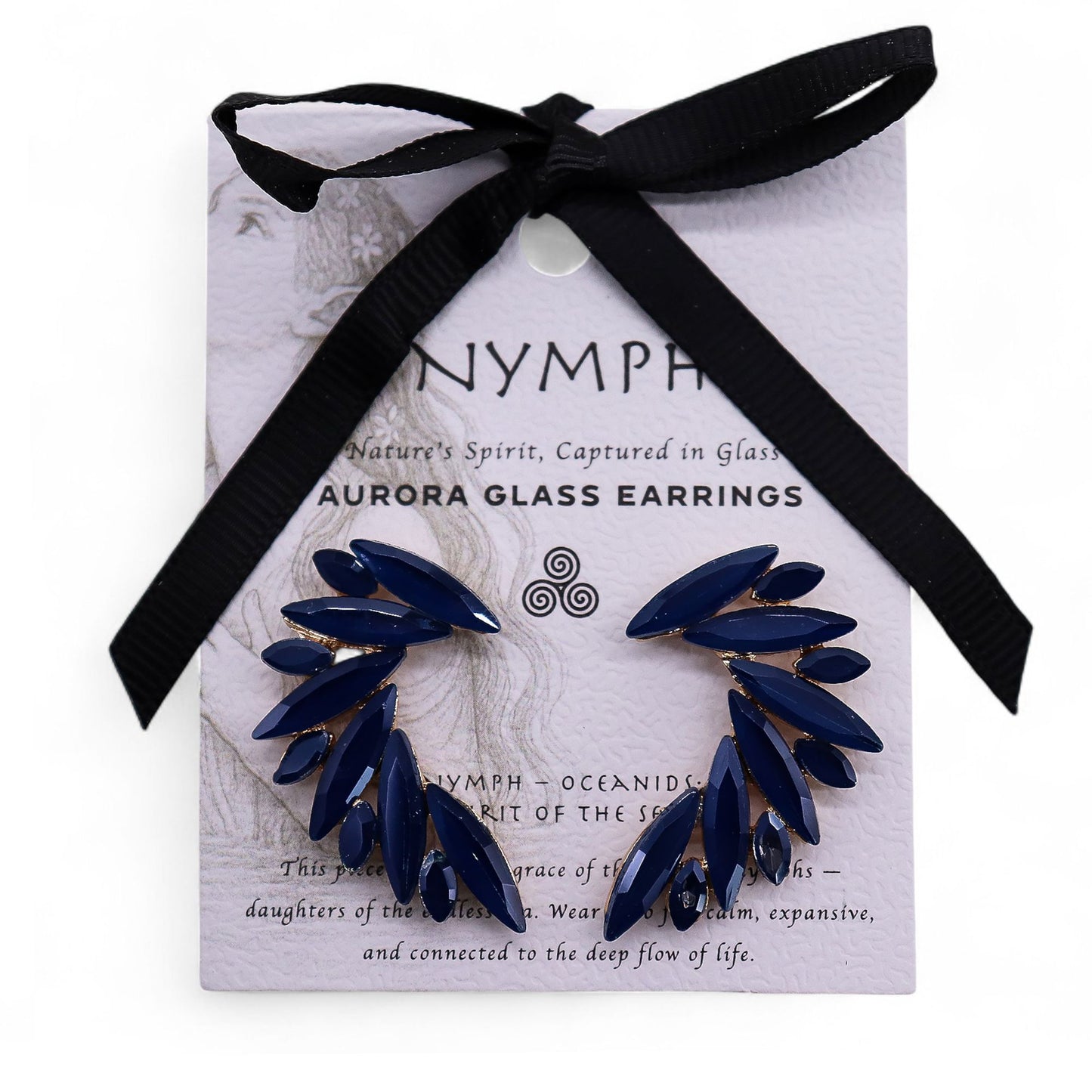 Nymph Aurora: Vintage Glass Angel Wings Earrings - Royal Blue