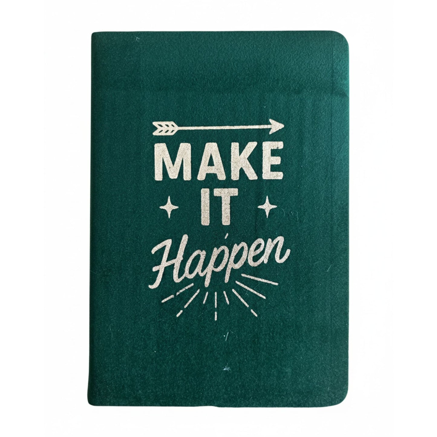 Dark Green Velvet Notebook - 'Make It Happen' - 80 pages