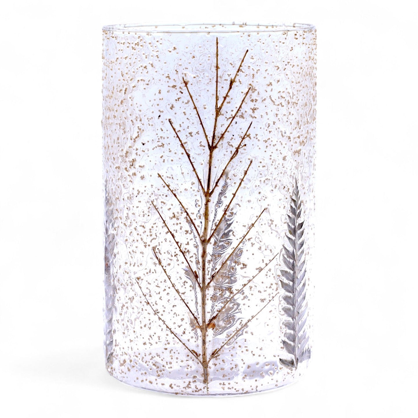 Natural Floral Glass - Tall Vase and/or Candle Holder: Pino