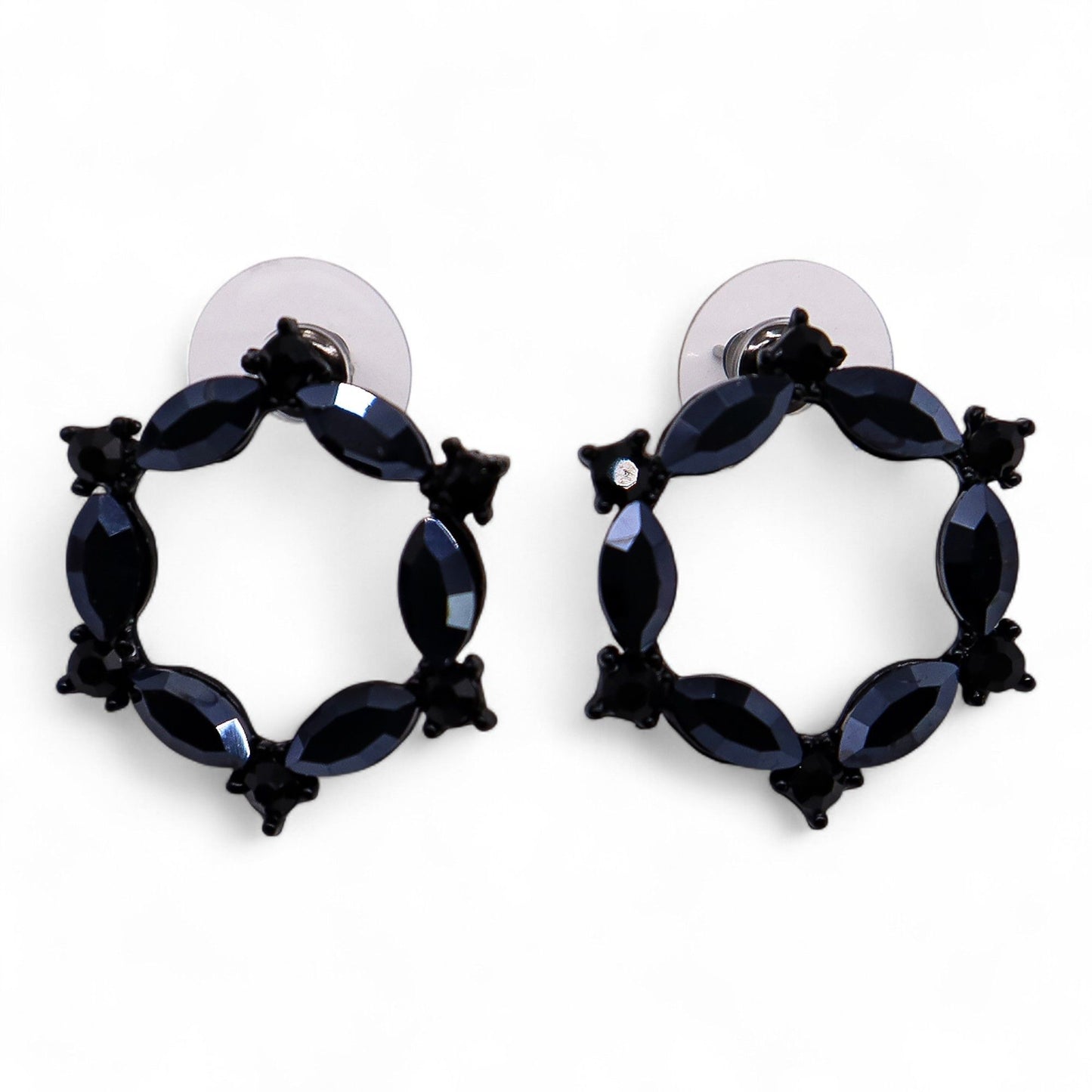 Nymph Aurora: Vintage Glass Loop Earrings - Jet Black