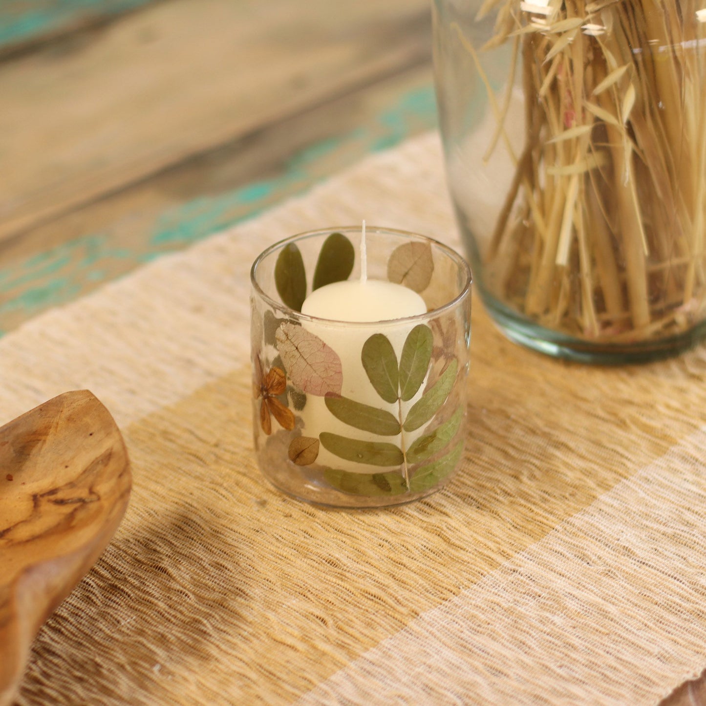 Natural Floral Glass - Straight Candle Holder: Primavera