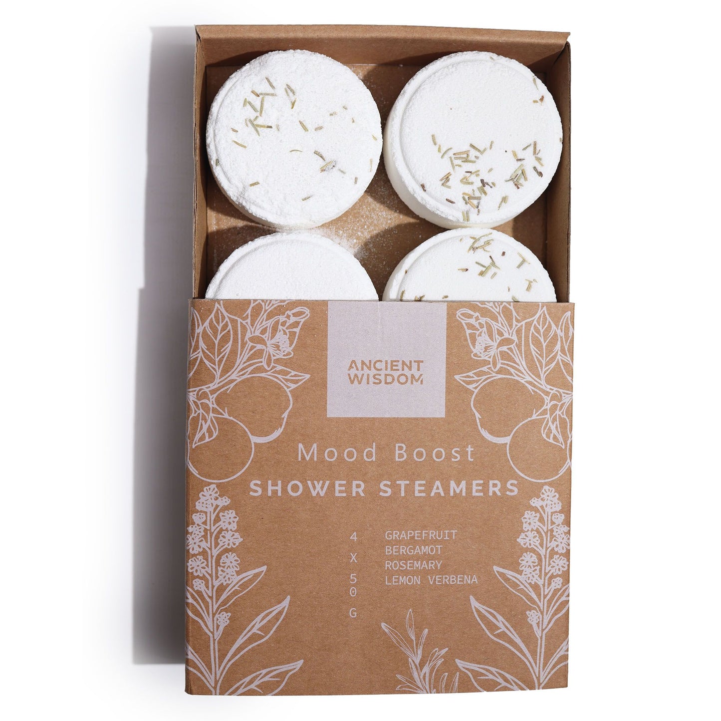 4 x Zen Shower Steamers - Mood Boost (Grapefruit, Bergamot, Rosemary, Lemon Tea Tree)