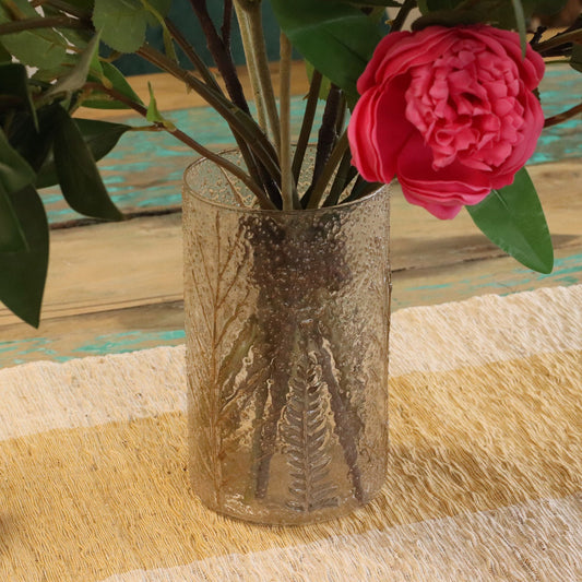 Natural Floral Glass - Tall Vase and/or Candle Holder: Pino