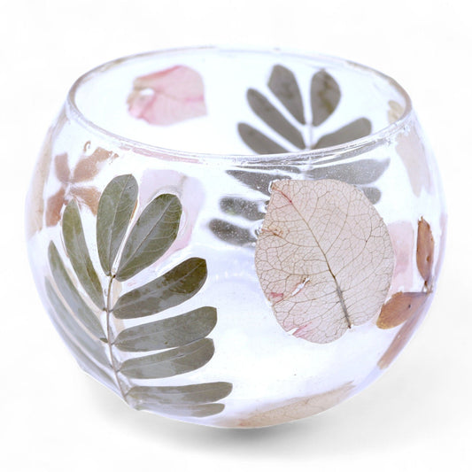 Natural Floral Glass - Bowl Candle Holder: Primavera