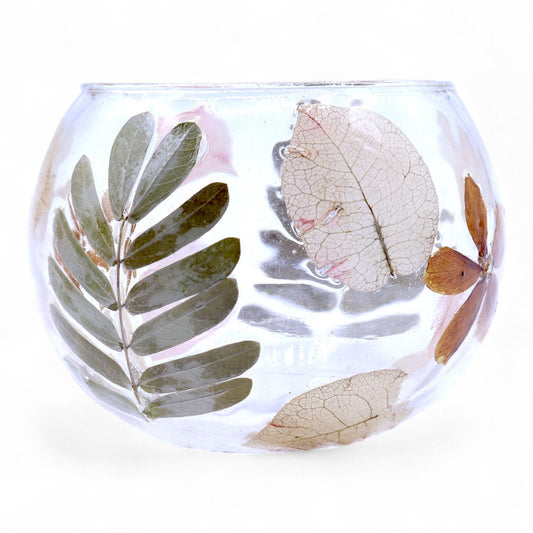 Natural Floral Glass - Bowl Candle Holder: Primavera