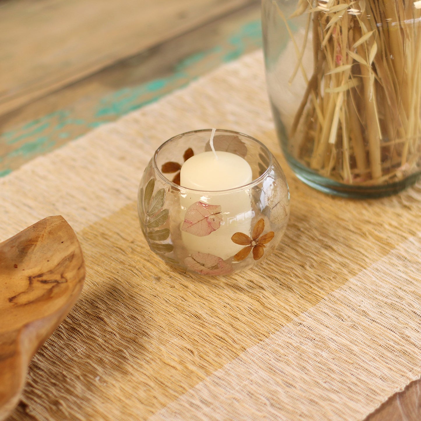 Natural Floral Glass - Bowl Candle Holder: Primavera