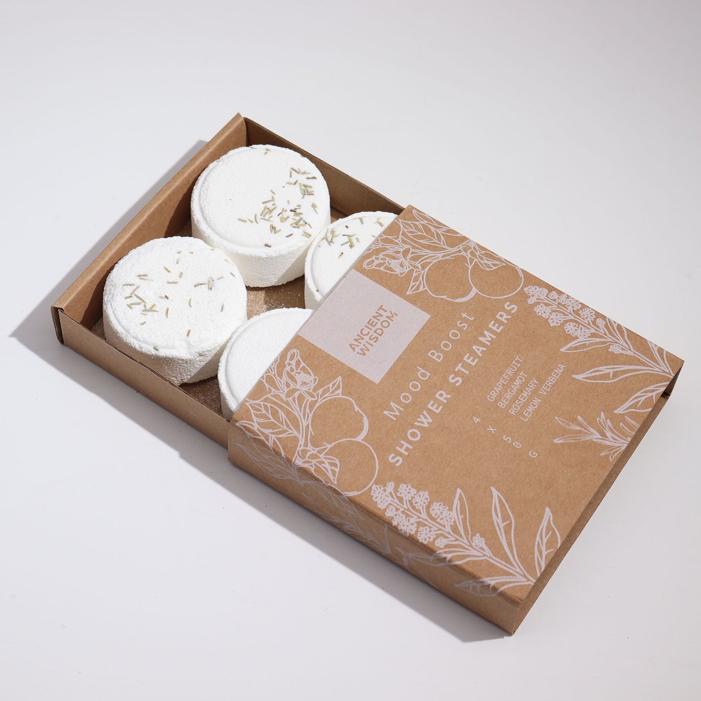 4 x Zen Shower Steamers - Mood Boost (Grapefruit, Bergamot, Rosemary, Lemon Tea Tree)