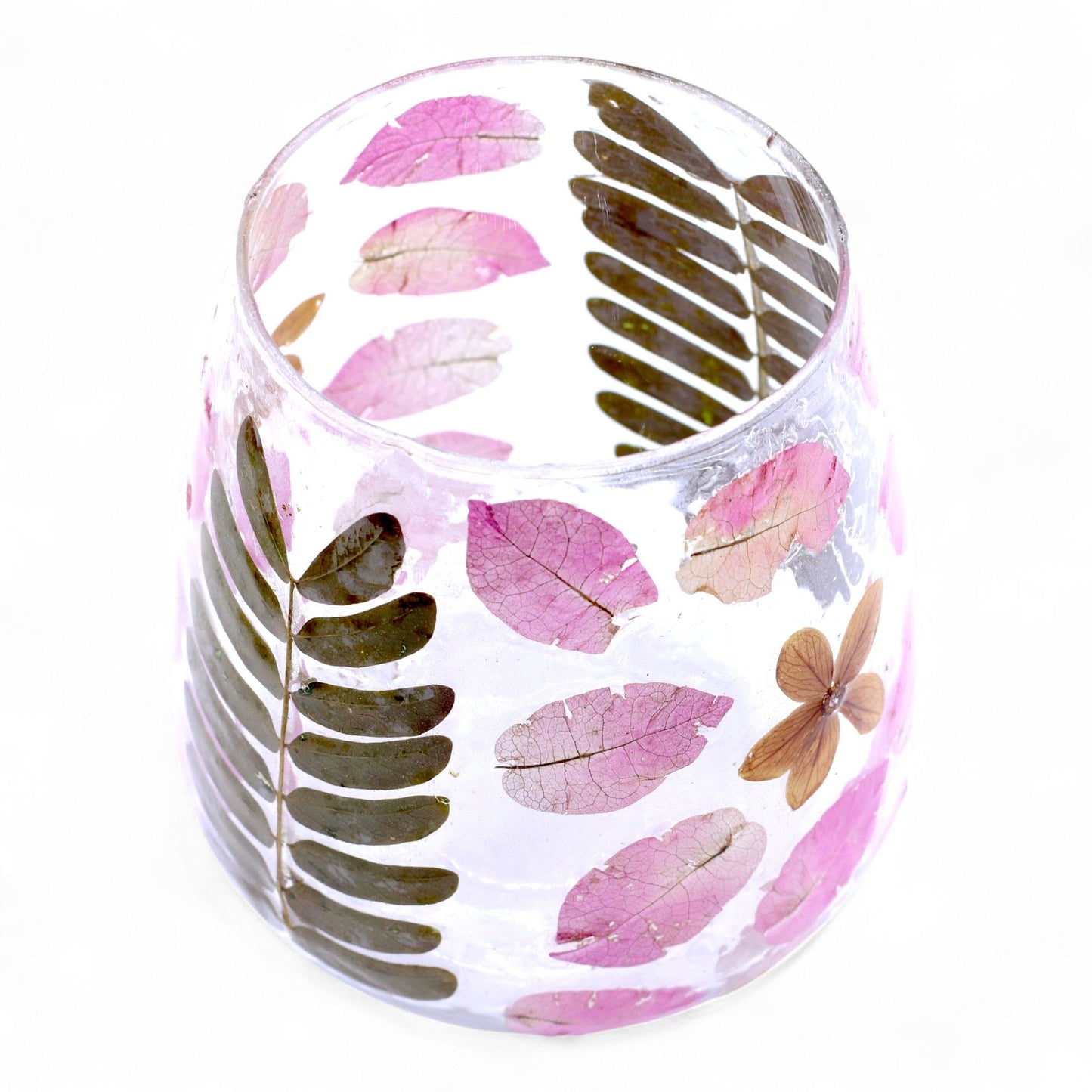 Natural Floral Glass - Vase and/or Candle Holder: Primavera