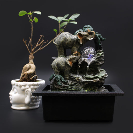 Tabletop Water Feature - Elephant Family (30cm)
