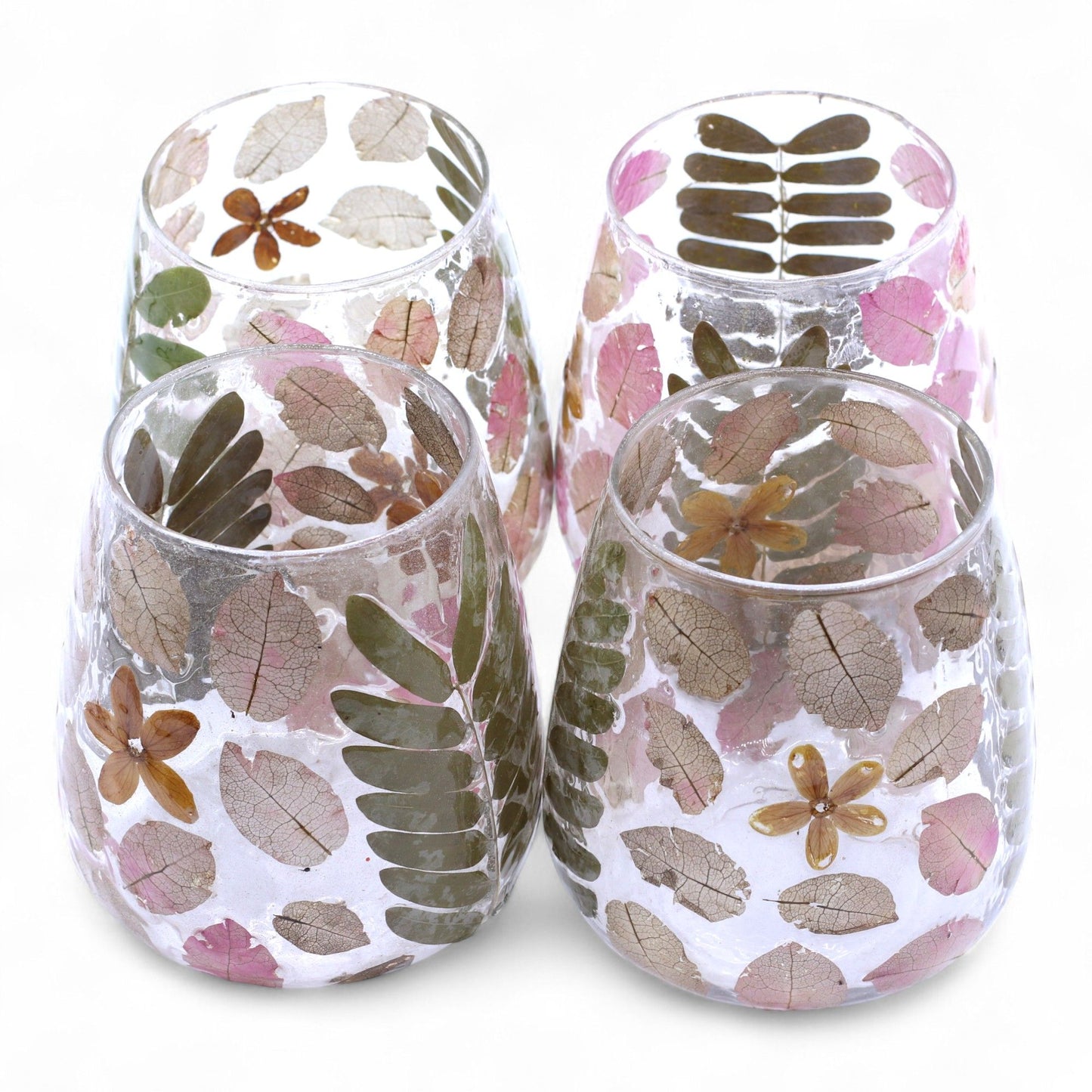 Natural Floral Glass - Vase and/or Candle Holder: Primavera