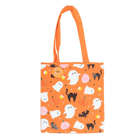 Sweet and Spooky Ghost Print Haloween Polycotton Tote Bag