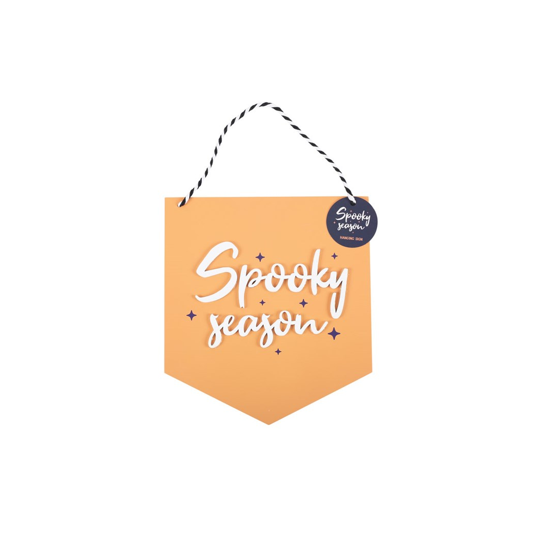 Orange Spooky Season Halloween Wooden Hanging Sign