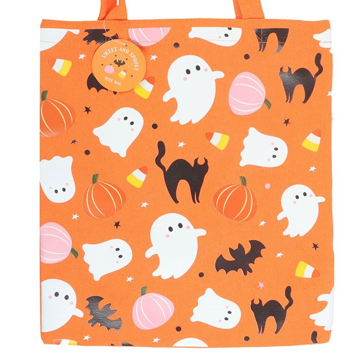 Sweet and Spooky Ghost Print Haloween Polycotton Tote Bag