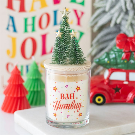 Bah Humbug Orange & Clove Glass Candle with Tree Decoration
