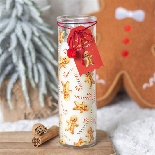 Christmas Candy Cane Warm Gingerbread Tube Candle