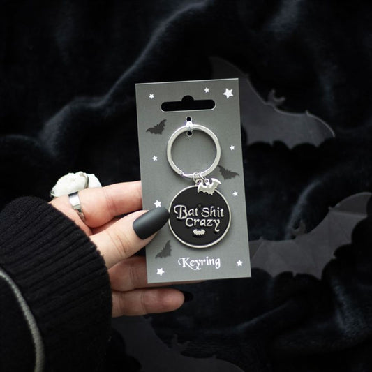 Round Bat Sh*t Crazy Keyring