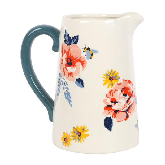 17cm Bee-utiful Floral Ceramic Flower Jug (Vase)
