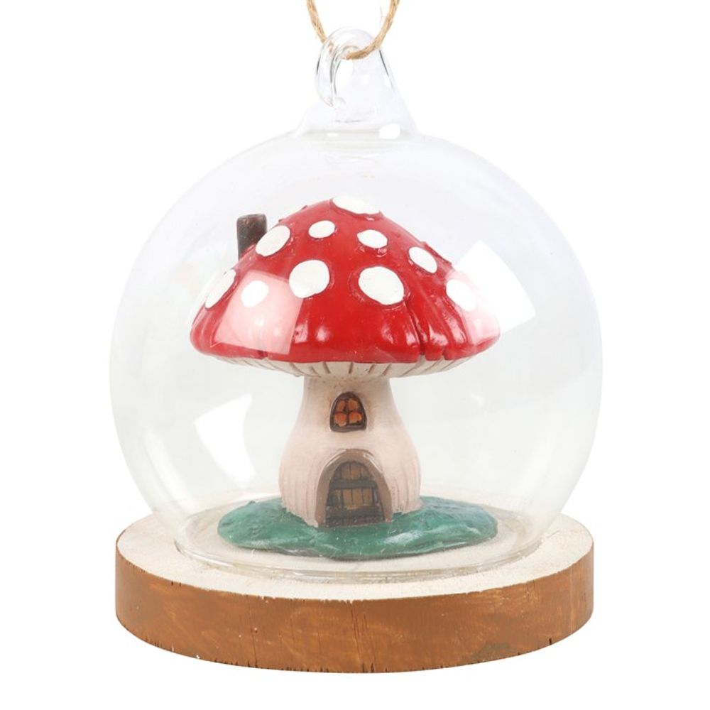 Mushroom House Glass Dome Hanging (Christmas Tree) Decoration