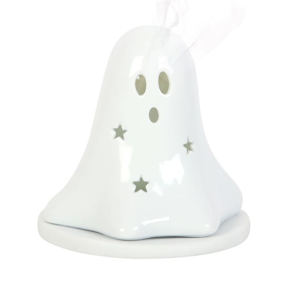 Ceramic Ghost Tealight/Incense Cone Holder